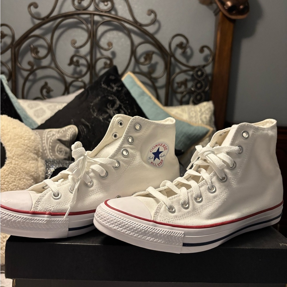 Converse White and Brown High-Tops